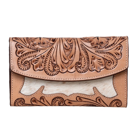 Bhrayna Handbags - NWT The Urban Tooled Leather & Cowhide Wallet